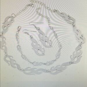 Silver Flame Jewelry Set
